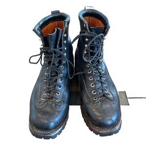 Vibram  Mens Combat Military Boots Black Leather SZ 7.5 EUC